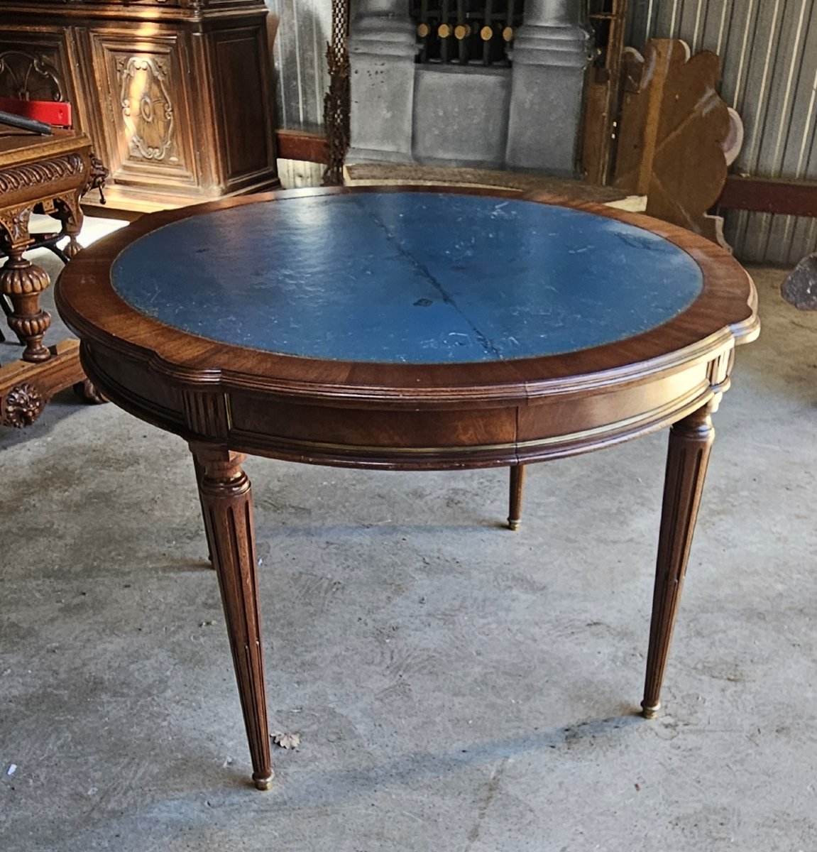 Louis XVI Style Circular Games Table Or Pedestal Table With Leaves-photo-4