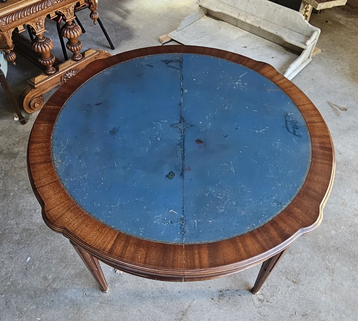 Louis XVI Style Circular Games Table Or Pedestal Table With Leaves-photo-6
