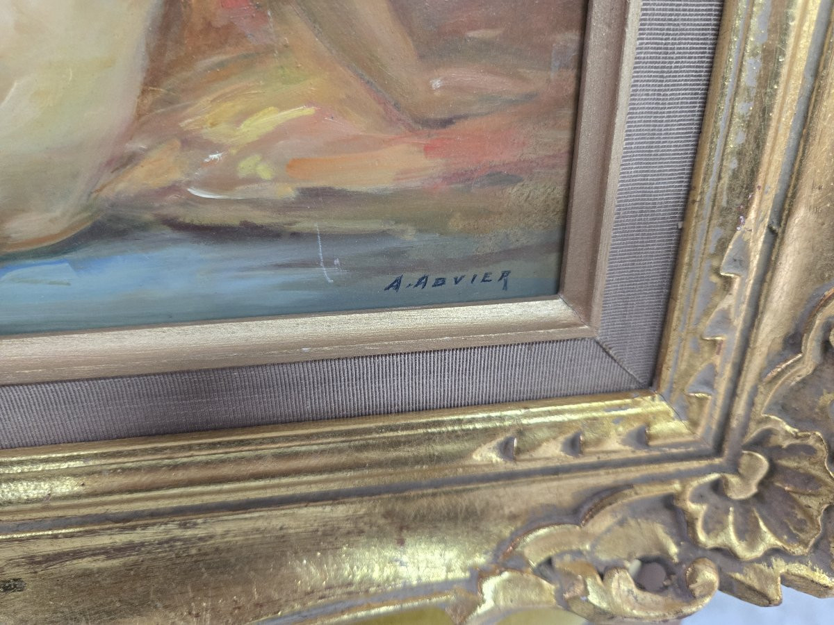 A Boyer: Oil On Panel Depicting A Female Nude Seated From Behind-photo-3