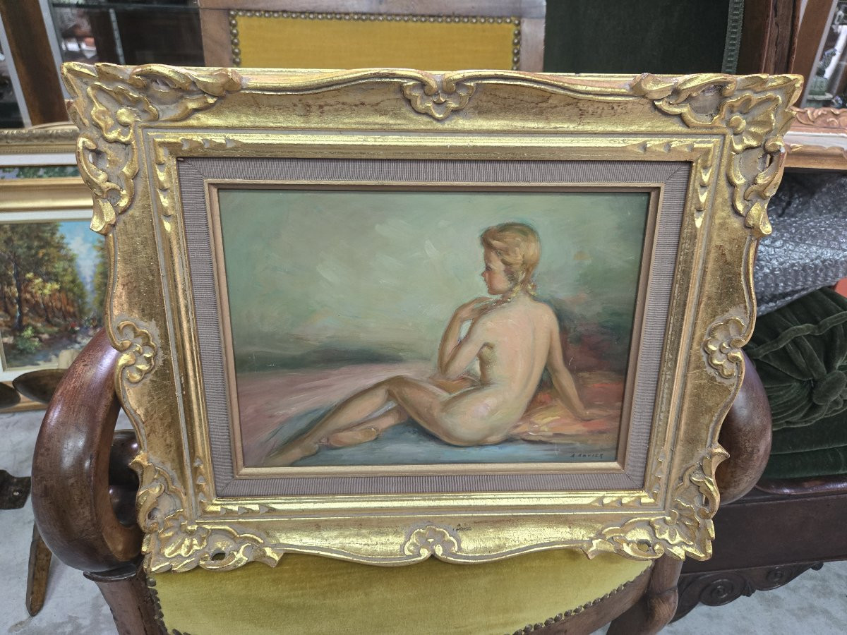 A Boyer: Oil On Panel Depicting A Female Nude Seated From Behind-photo-4