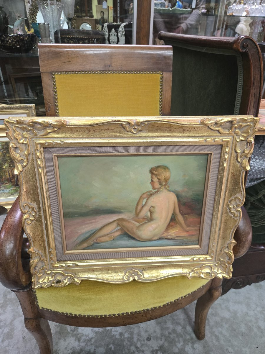 A Boyer: Oil On Panel Depicting A Female Nude Seated From Behind-photo-5