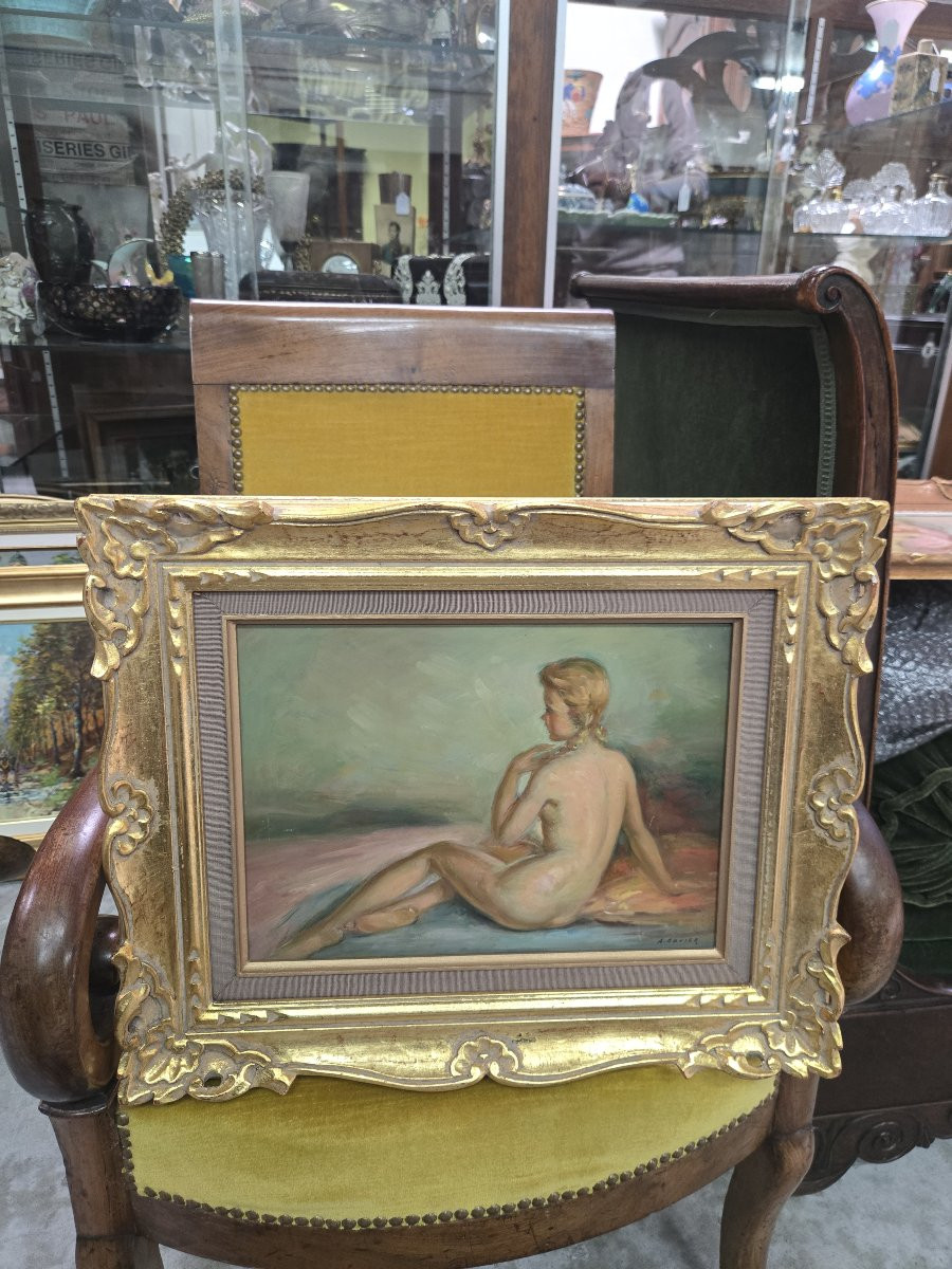 A Boyer: Oil On Panel Depicting A Female Nude Seated From Behind-photo-6
