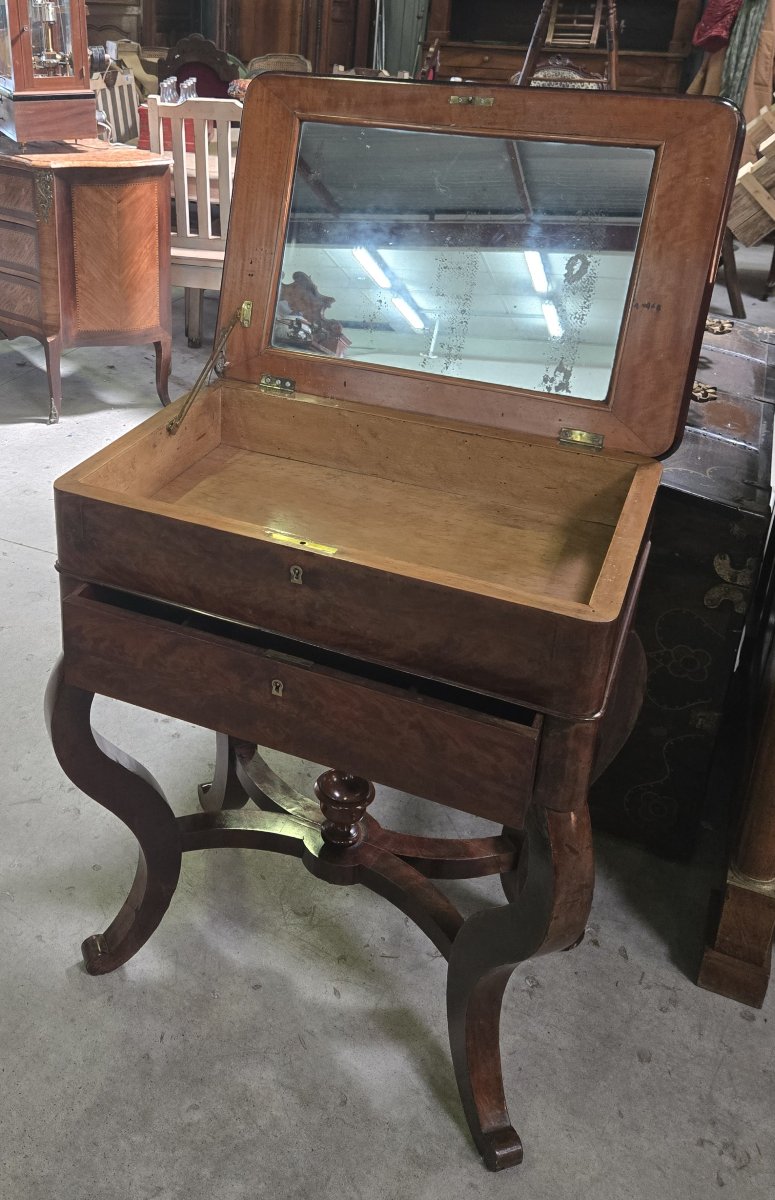 Charming Mahogany Dressing Table Or Dressing Table From The Charles X / Empire Period-photo-2