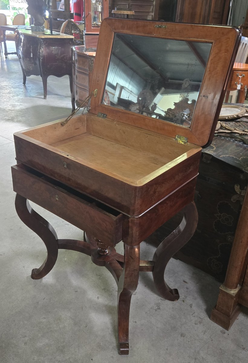 Charming Mahogany Dressing Table Or Dressing Table From The Charles X / Empire Period-photo-3