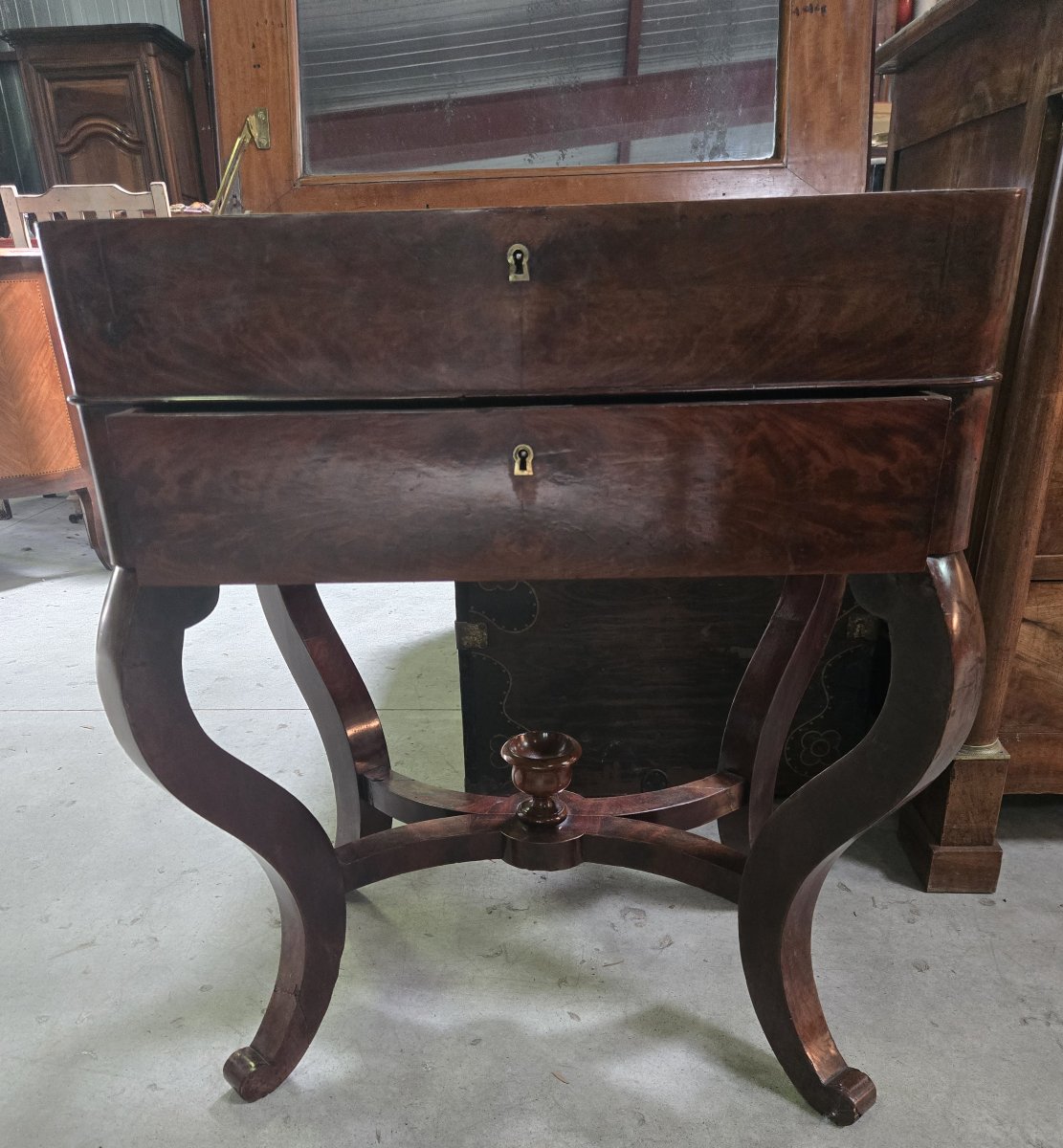 Charming Mahogany Dressing Table Or Dressing Table From The Charles X / Empire Period-photo-4