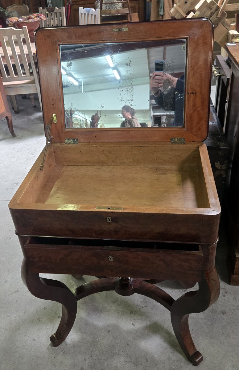Charming Mahogany Dressing Table Or Dressing Table From The Charles X / Empire Period-photo-5