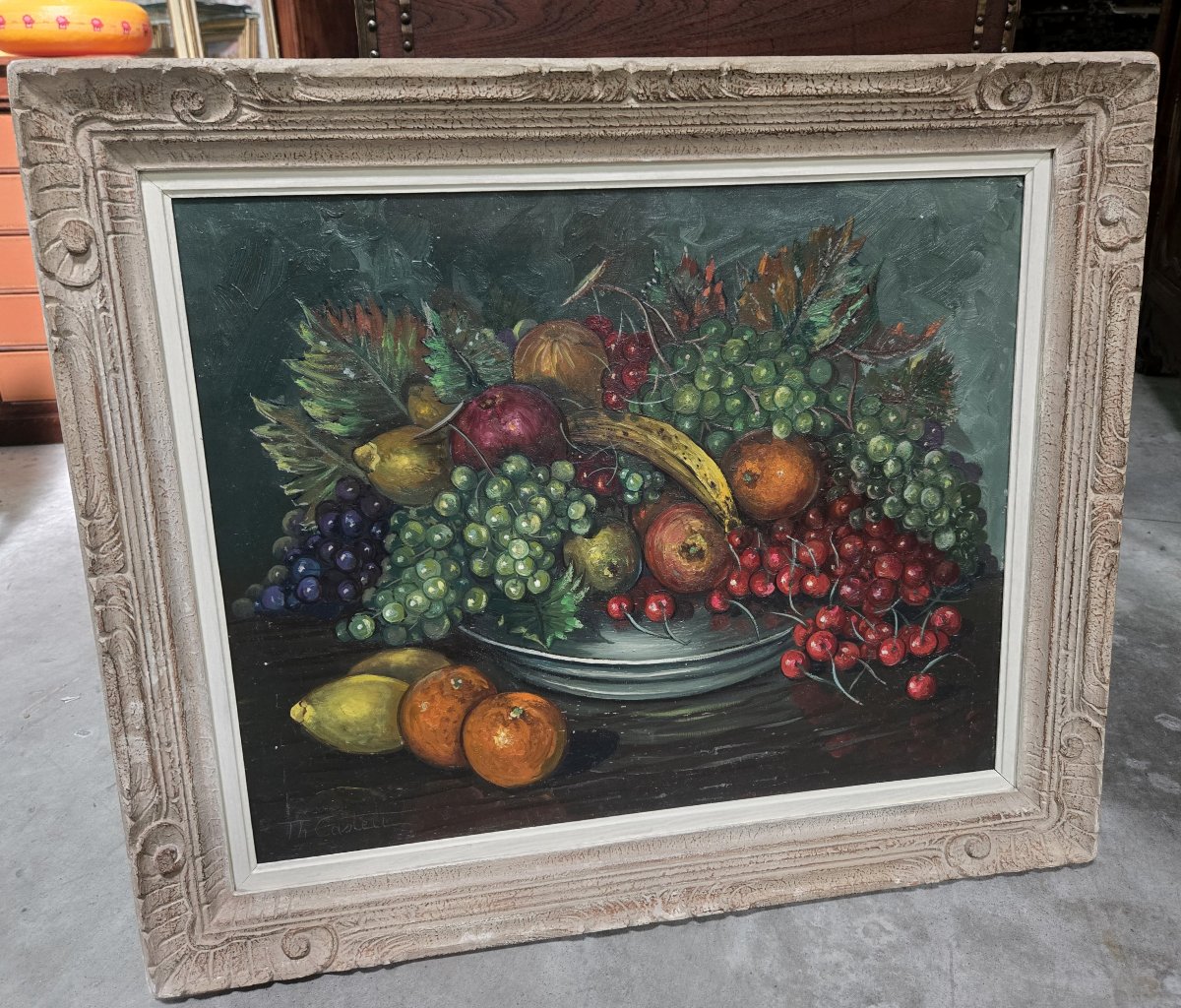 Théodore Castelle: Still Life With Fruit, Oil On Canvas-photo-1