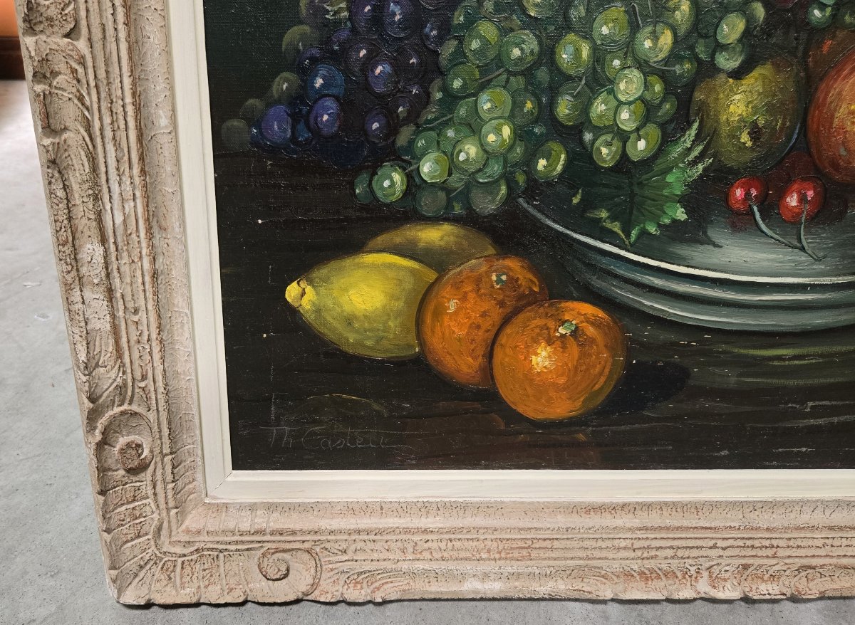 Théodore Castelle: Still Life With Fruit, Oil On Canvas-photo-5