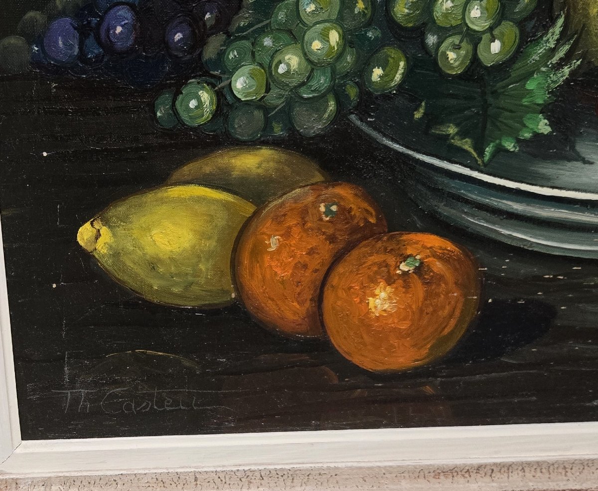 Théodore Castelle: Still Life With Fruit, Oil On Canvas-photo-6