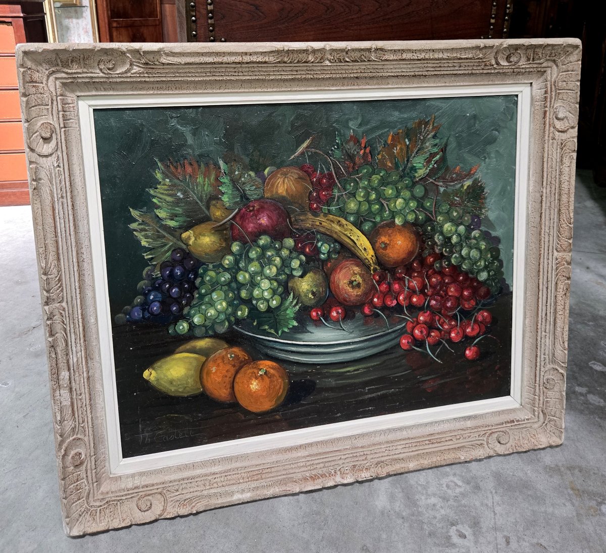 Théodore Castelle: Still Life With Fruit, Oil On Canvas-photo-7