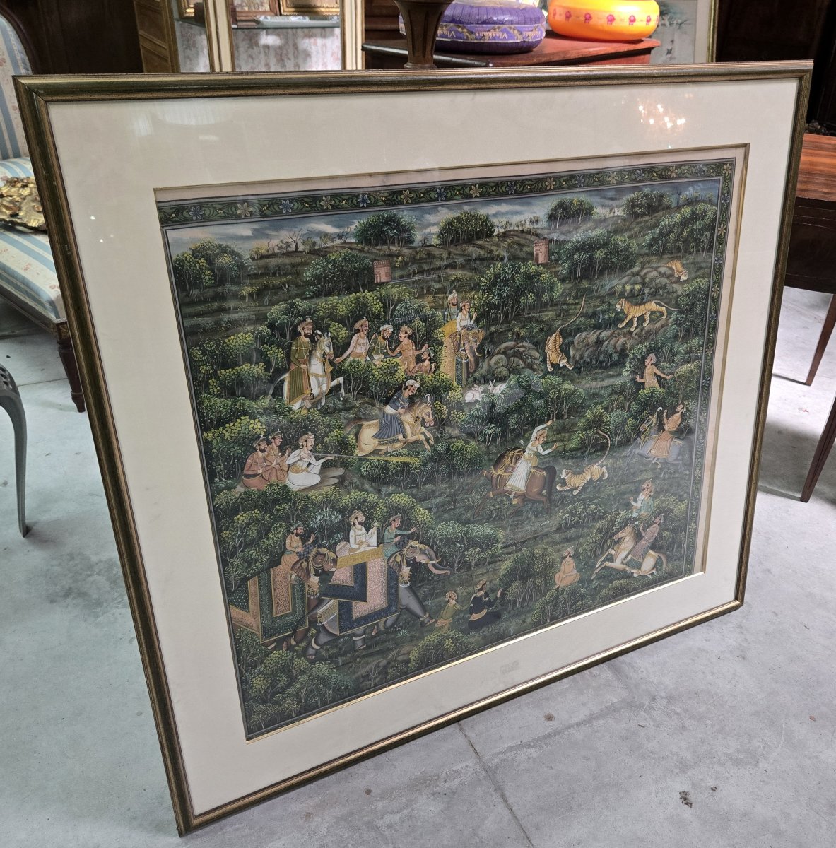 Large-scale Mughal Or Persian Silk Painting-photo-2