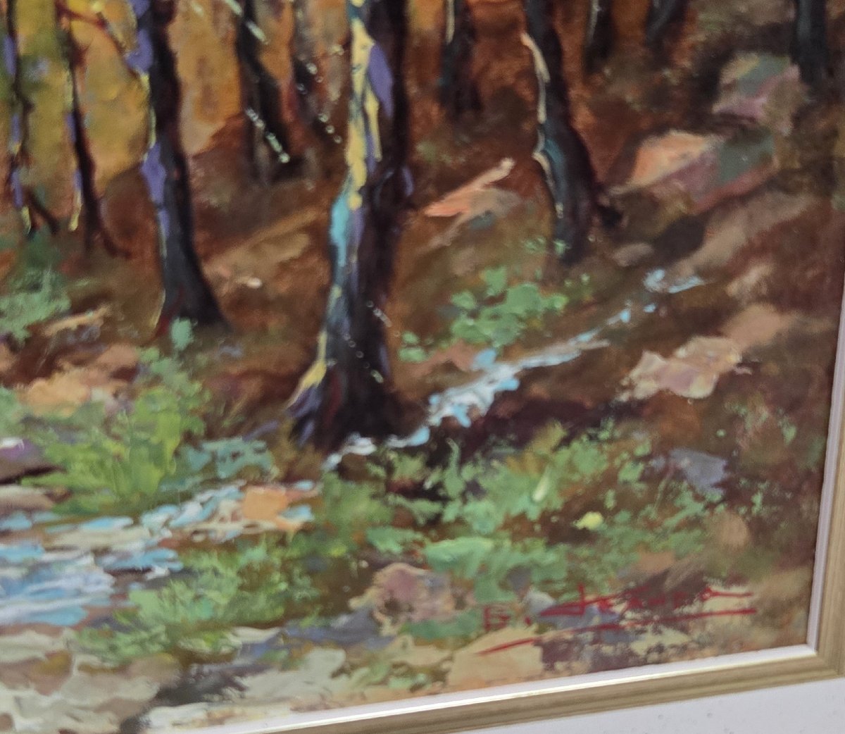 B Franco: Oil On Panel Depicting An Animated Forest Landscape-photo-4