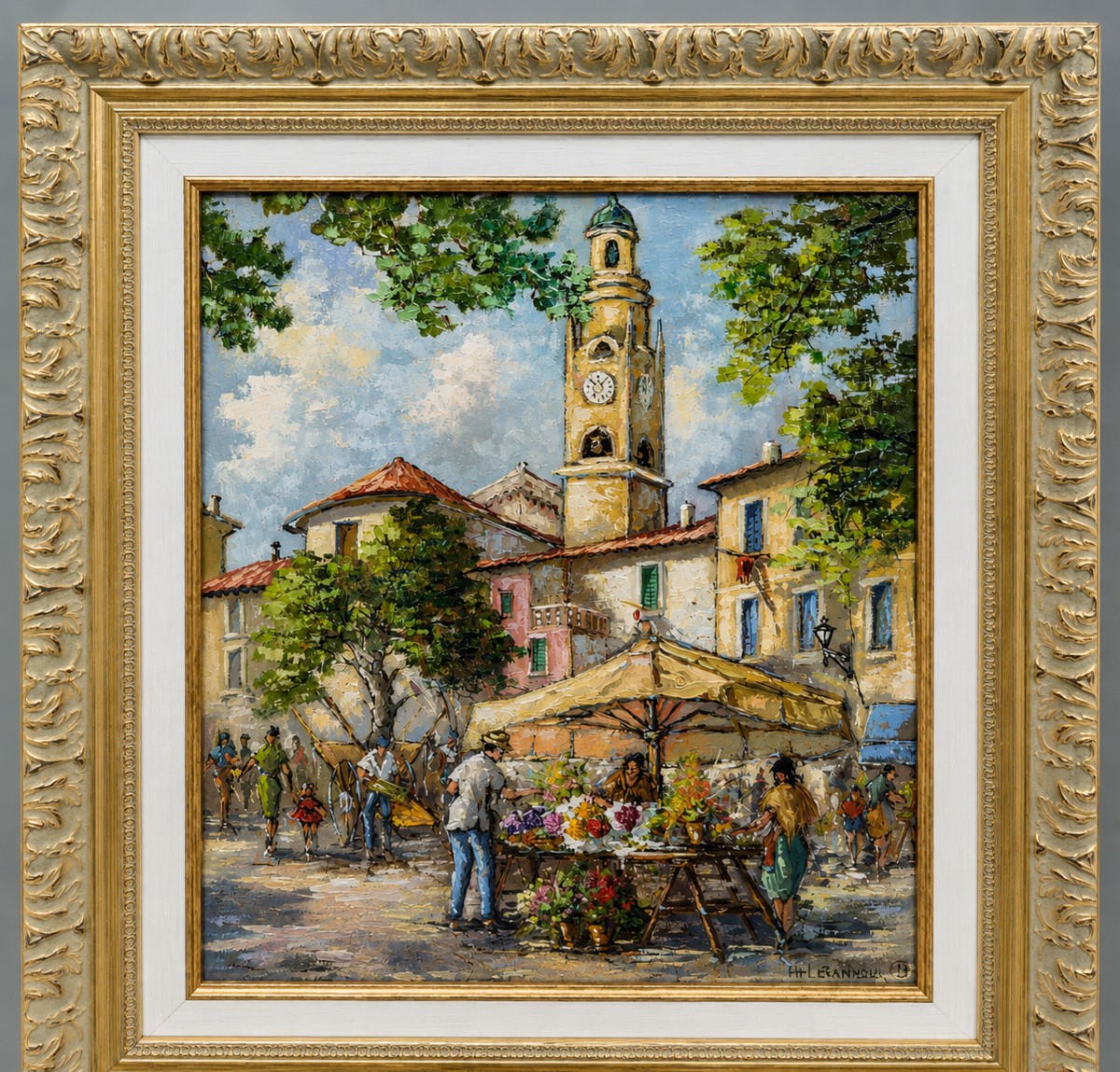 B Franco: Oil On Panel, Depicting A Lively Provencal Market Scene