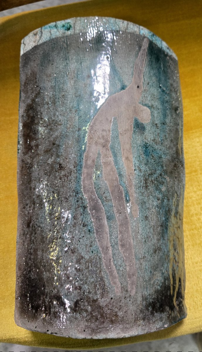 Grand vase sculptural en céramique émaillée-photo-1