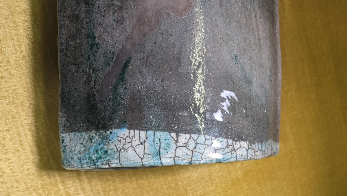 Grand vase sculptural en céramique émaillée-photo-6
