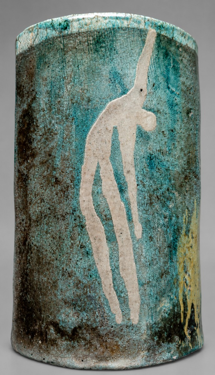 Grand vase sculptural en céramique émaillée