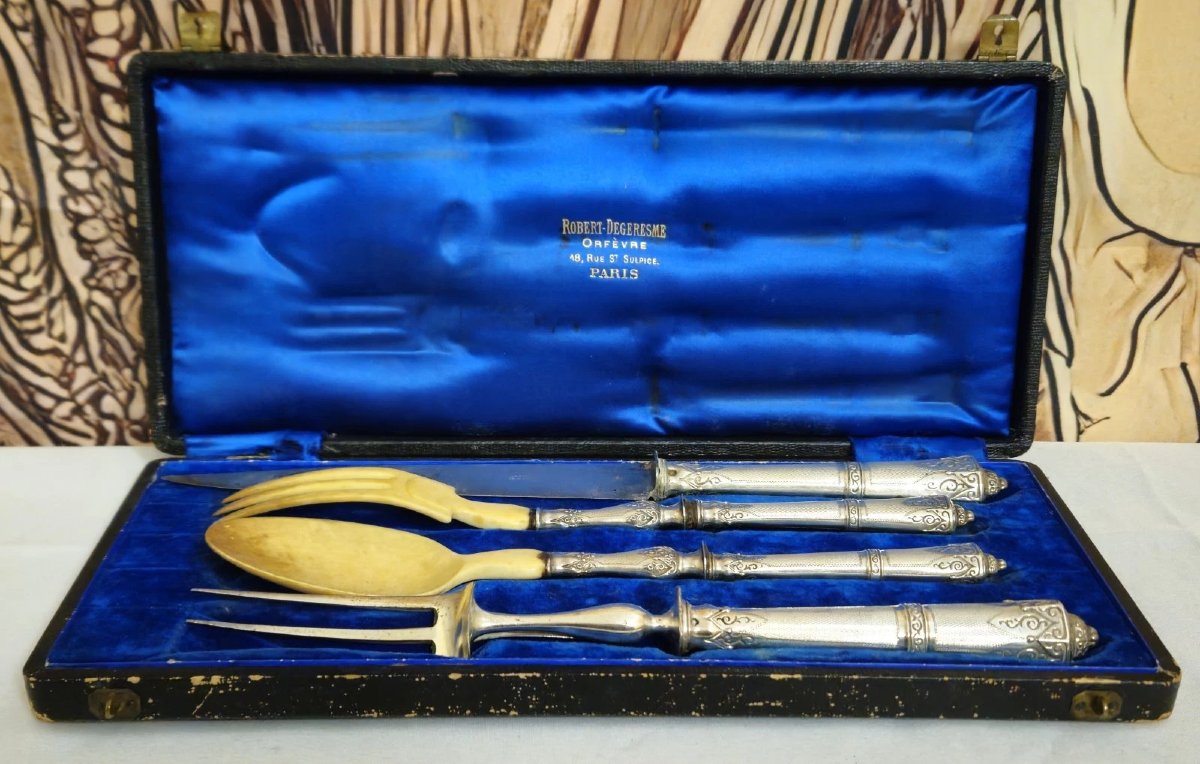 Cutting And Serving Set In Silver, Consisting Of Four Pieces-photo-4