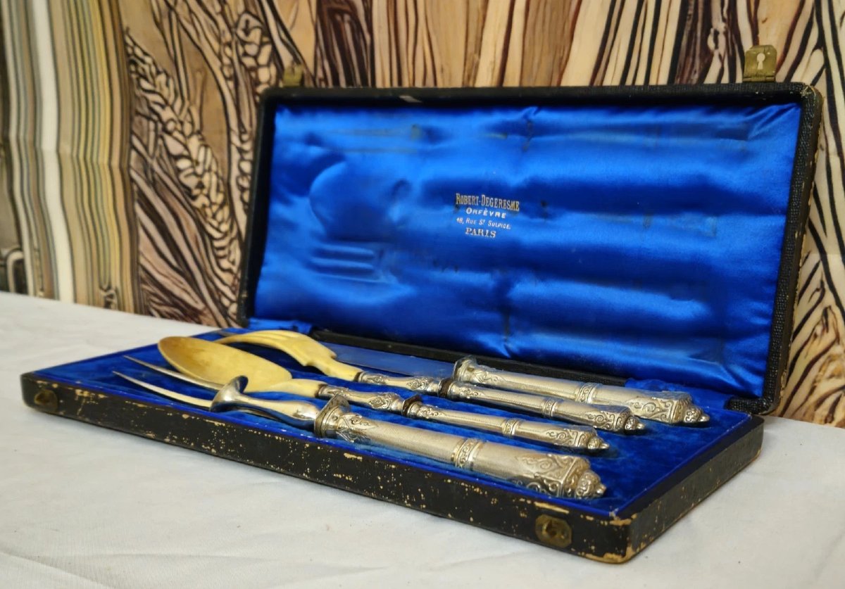 Cutting And Serving Set In Silver, Consisting Of Four Pieces-photo-5