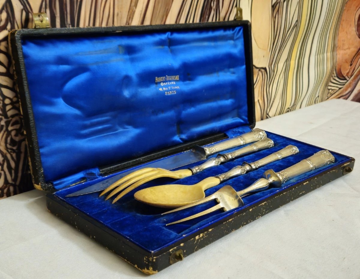 Cutting And Serving Set In Silver, Consisting Of Four Pieces-photo-6