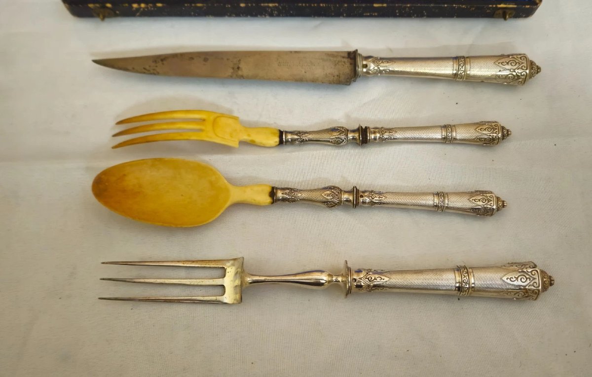 Cutting And Serving Set In Silver, Consisting Of Four Pieces-photo-7