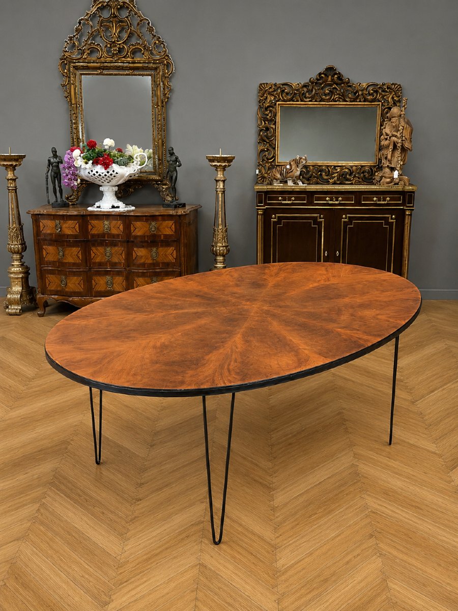 Grande table de salle à manger ovale – Design de Jacobsen XXe siècle  -photo-2