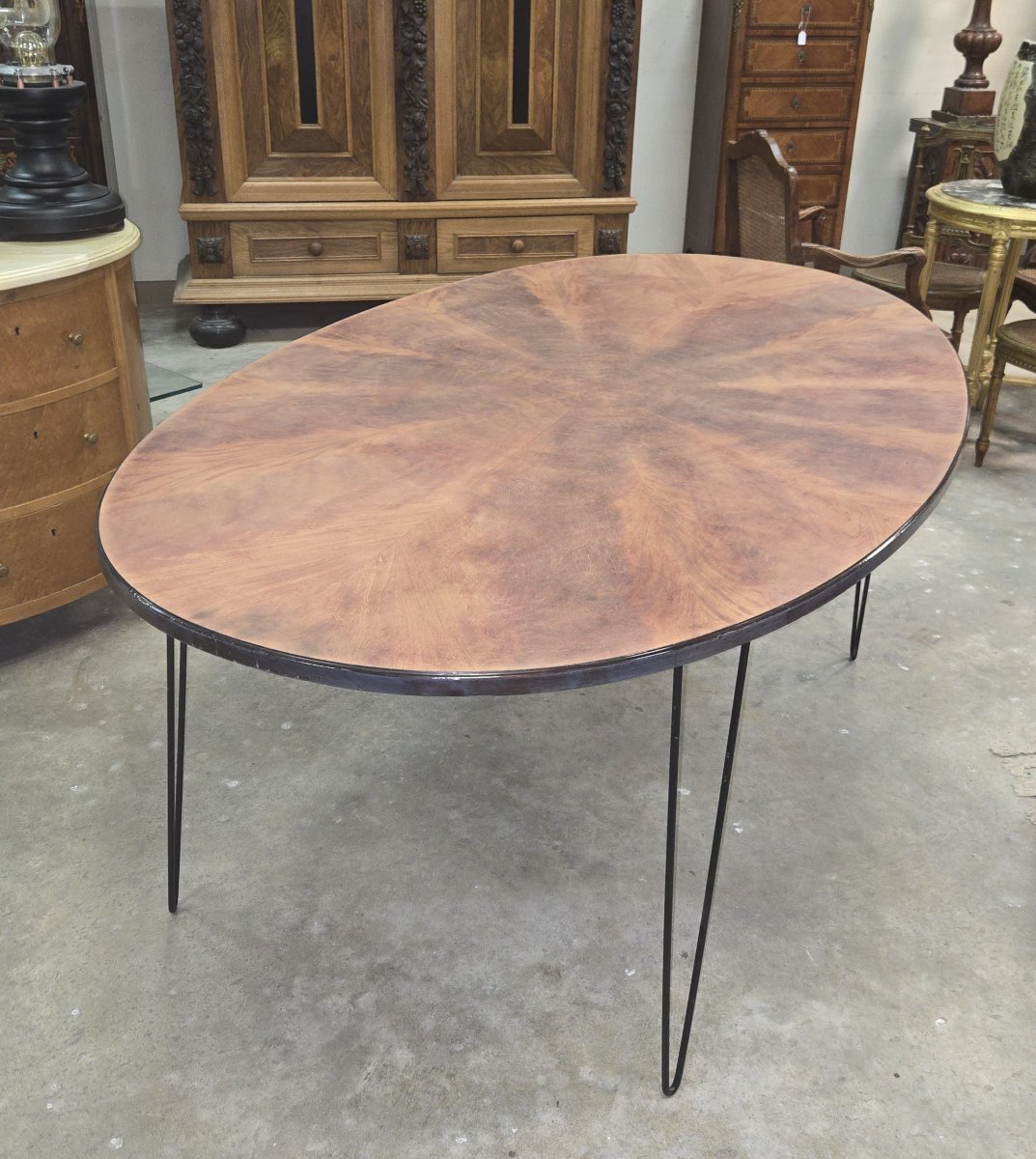 Grande table de salle à manger ovale – Design de Jacobsen XXe siècle  -photo-4