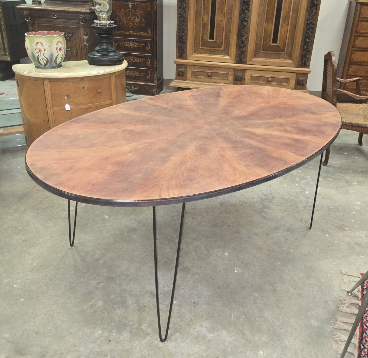 Grande table de salle à manger ovale – Design de Jacobsen XXe siècle  -photo-1