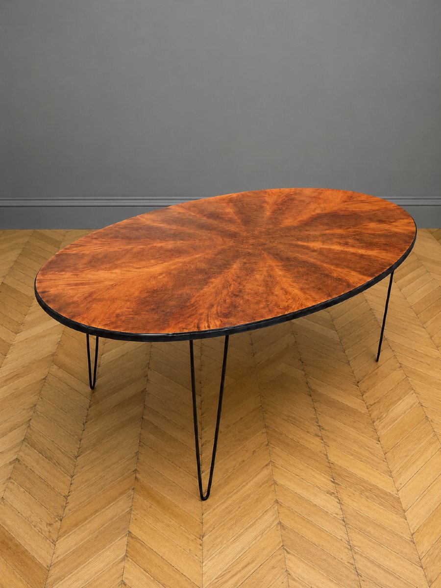 Grande table de salle à manger ovale – Design de Jacobsen XXe siècle  