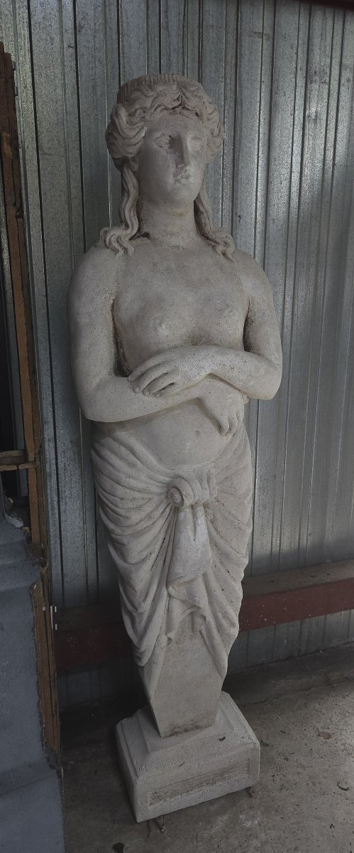 Large Garden Statue In Reconstituted Stone - Antique-style Female Figure-photo-4