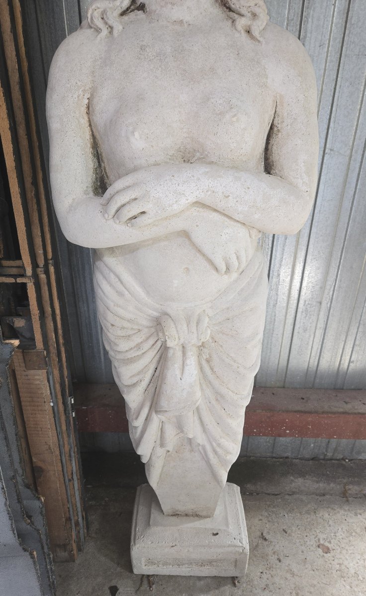 Large Garden Statue In Reconstituted Stone - Antique-style Female Figure-photo-3