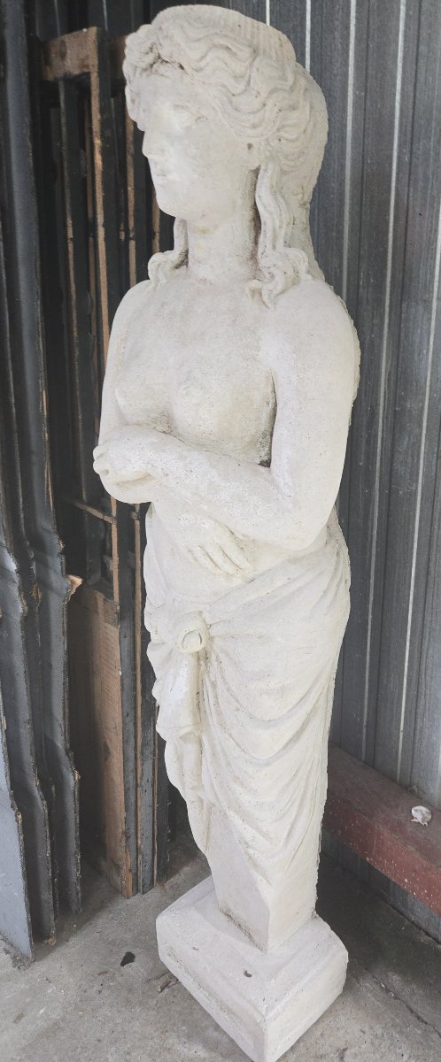 Large Garden Statue In Reconstituted Stone - Antique-style Female Figure-photo-4