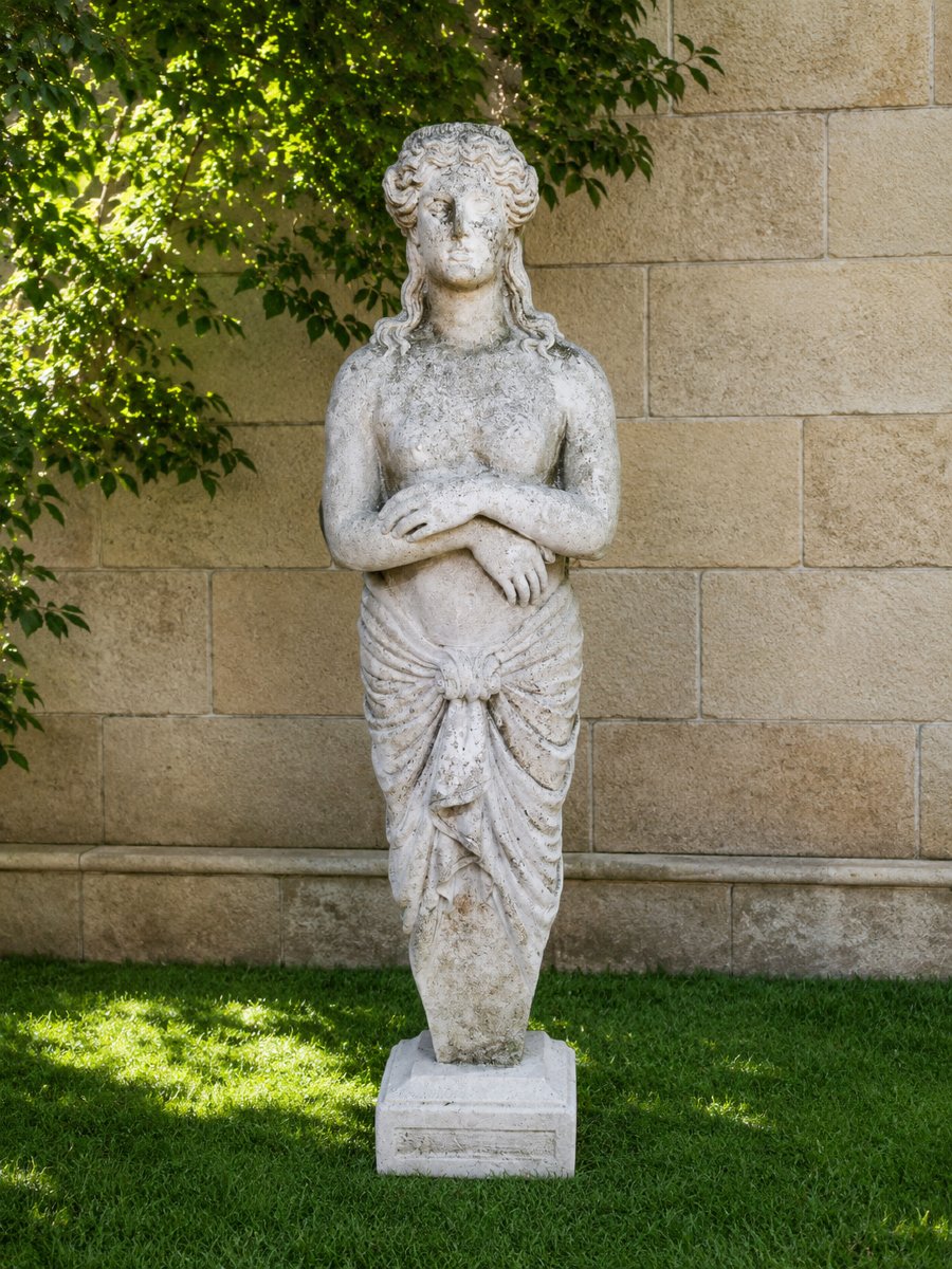 Large Garden Statue In Reconstituted Stone - Antique-style Female Figure