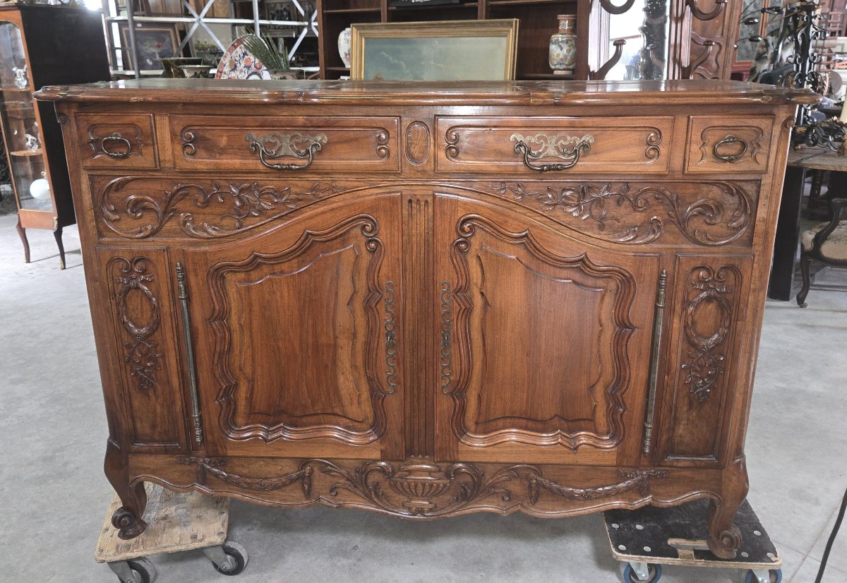 Large Louis XV Provencal Carved Walnut Sideboard-photo-2