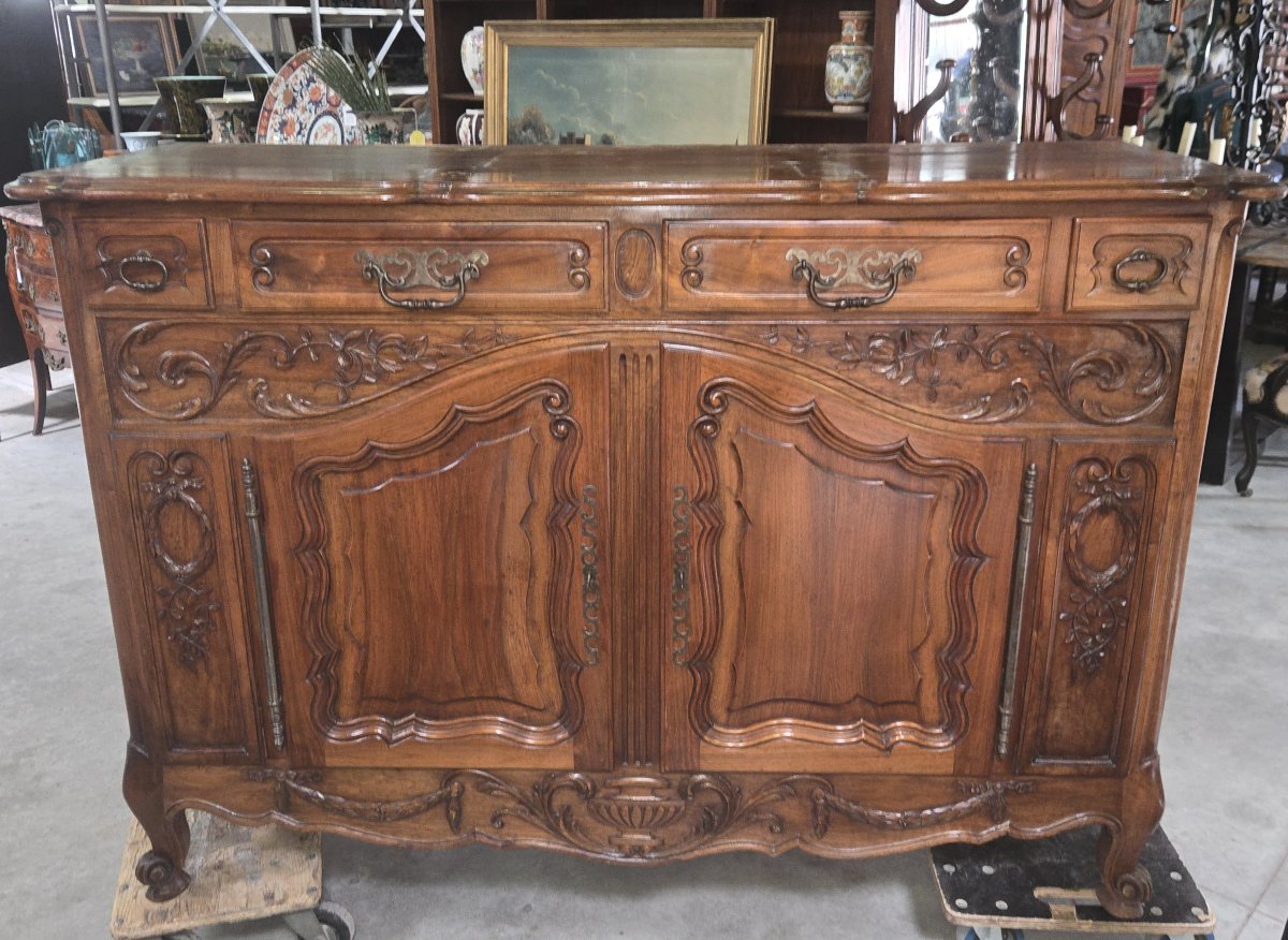 Large Louis XV Provencal Carved Walnut Sideboard-photo-3
