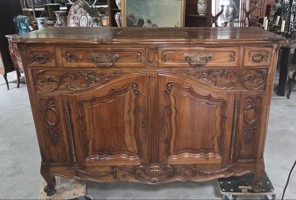 Large Louis XV Provencal Carved Walnut Sideboard-photo-4