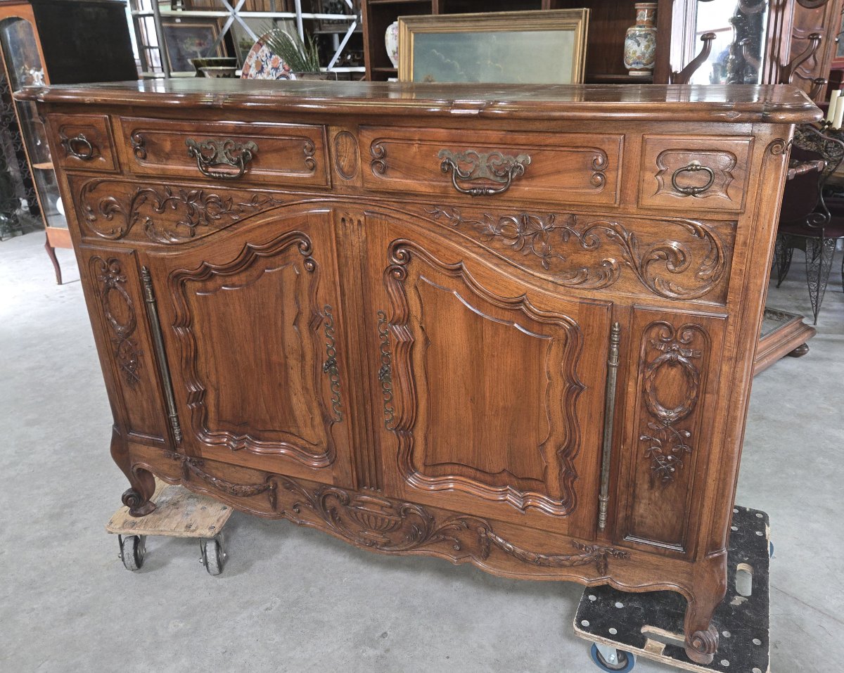 Large Louis XV Provencal Carved Walnut Sideboard-photo-1