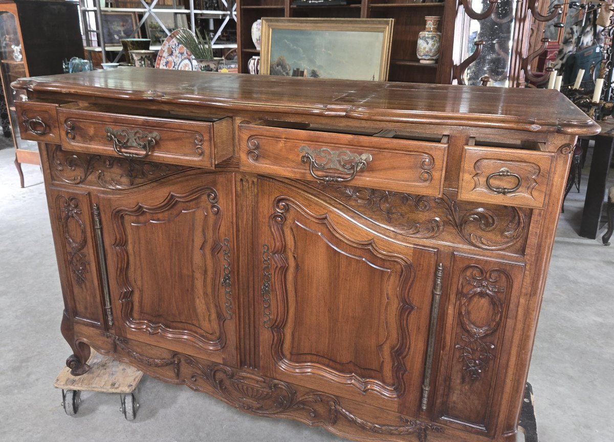 Large Louis XV Provencal Carved Walnut Sideboard-photo-3