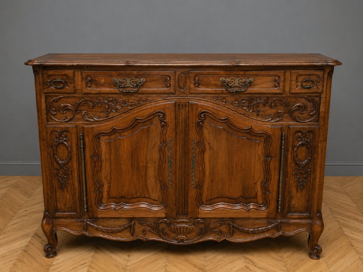 Large Louis XV Provencal Carved Walnut Sideboard