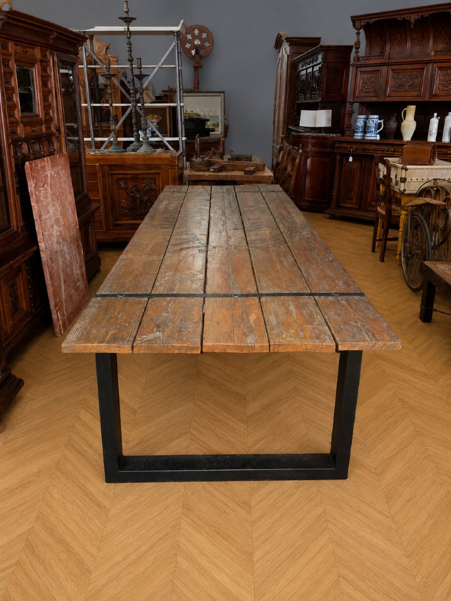 Industrial Dining Table In Recycled Wood-photo-2