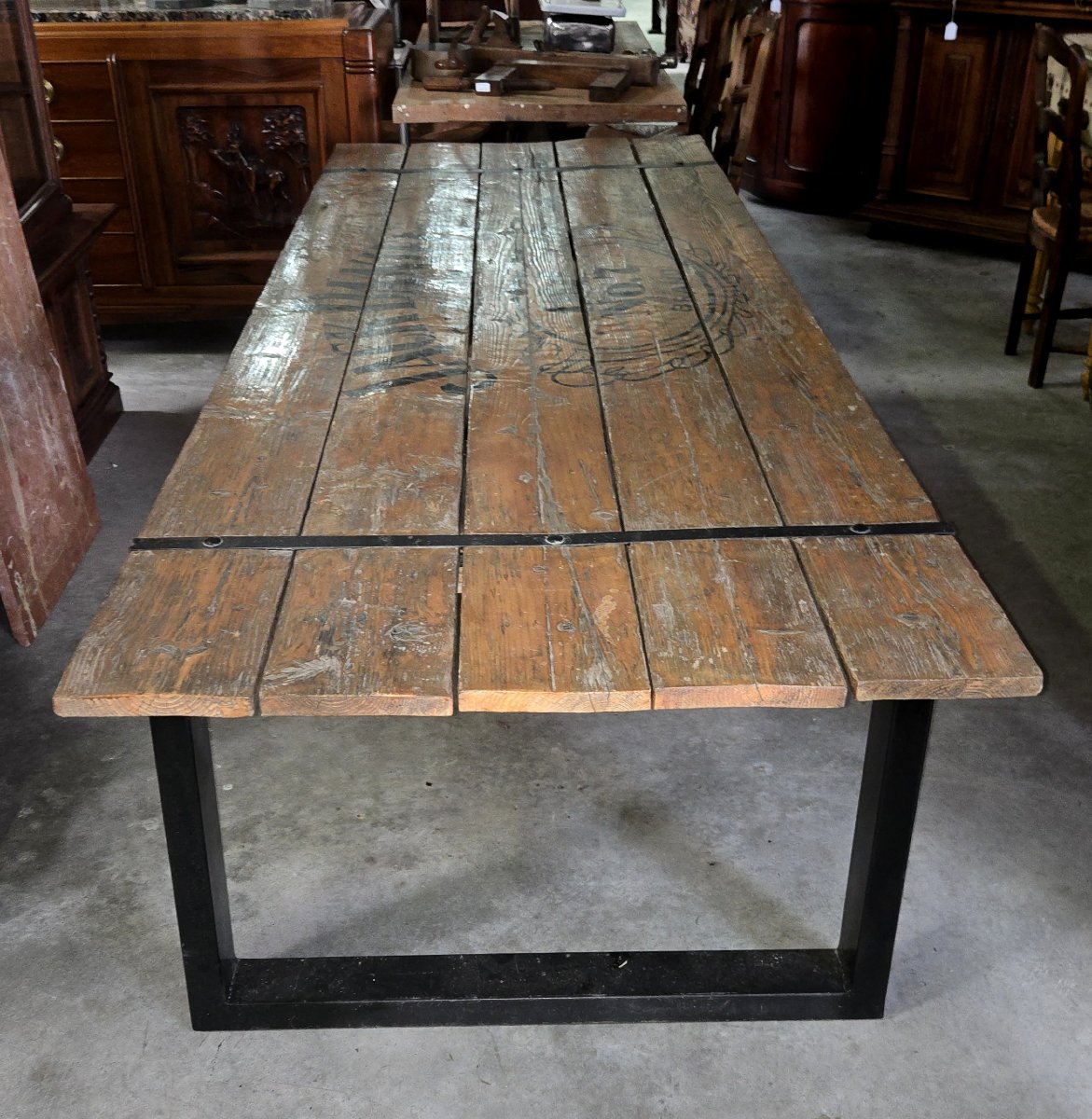 Industrial Dining Table In Recycled Wood-photo-4