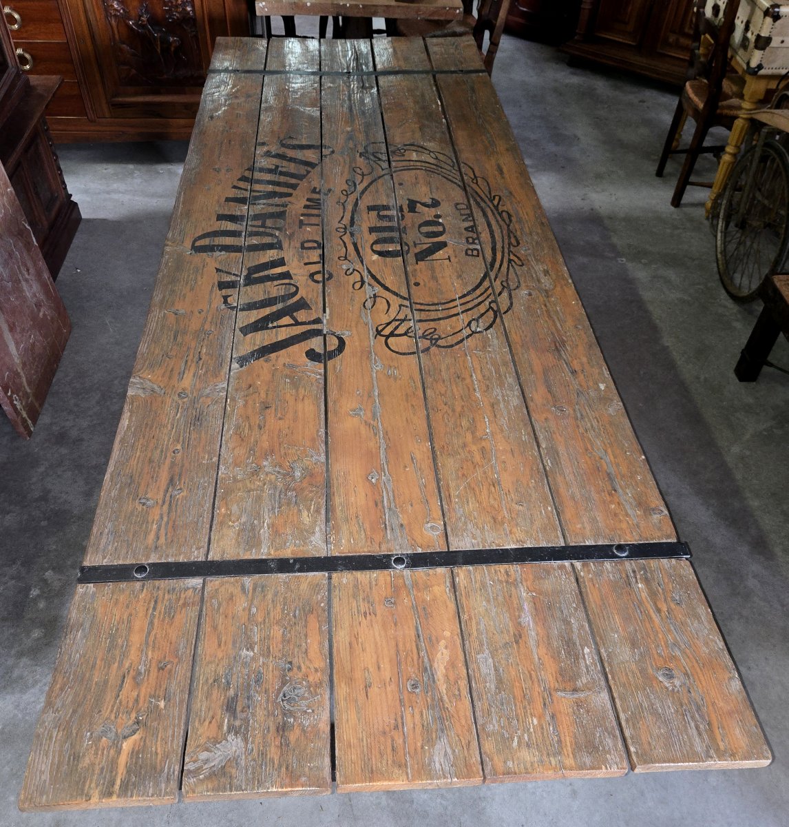 Industrial Dining Table In Recycled Wood-photo-1