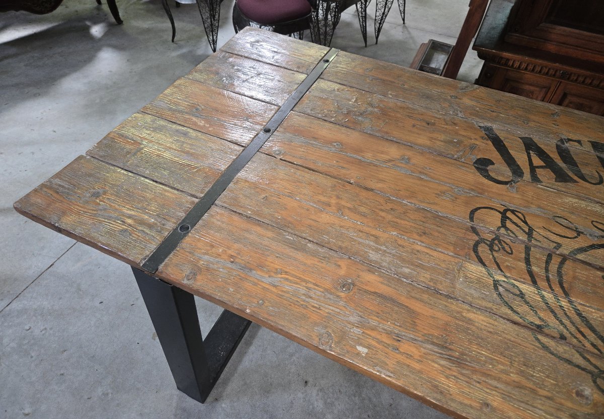 Industrial Dining Table In Recycled Wood-photo-6