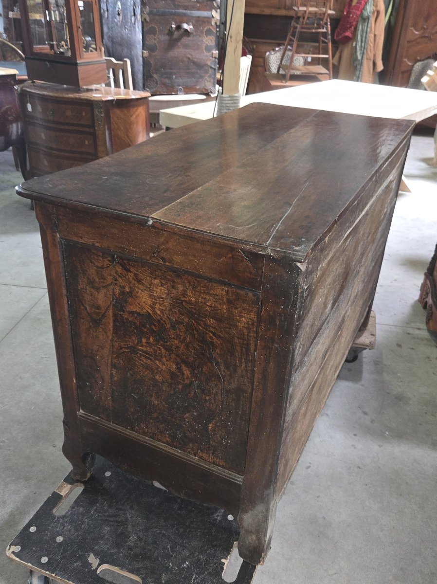Louis XV Period Curved Walnut And Elm Burr Chest Of Drawers-photo-3
