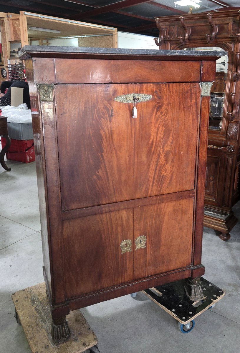 Empire Period Mahogany And Gilt Bronze Writing Desk-photo-3