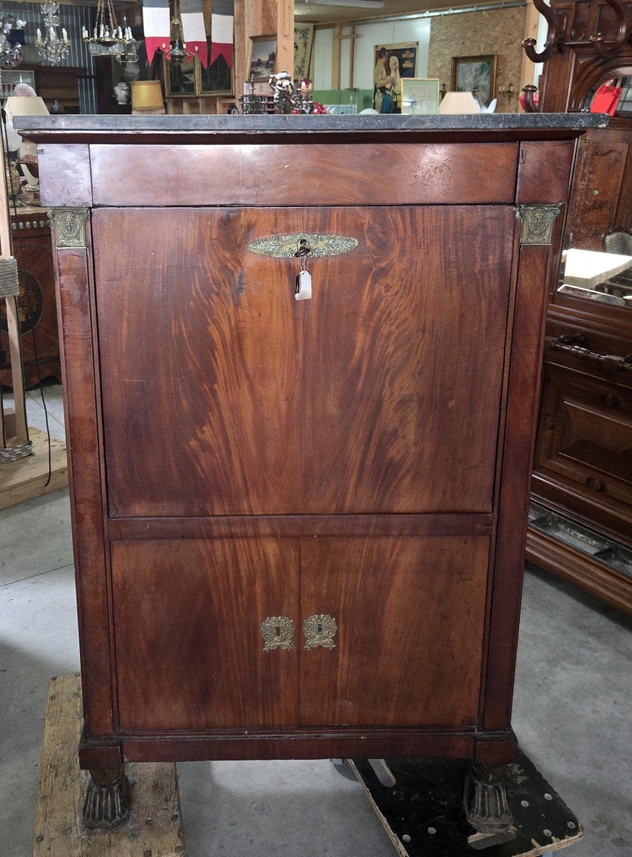 Empire Period Mahogany And Gilt Bronze Writing Desk-photo-4