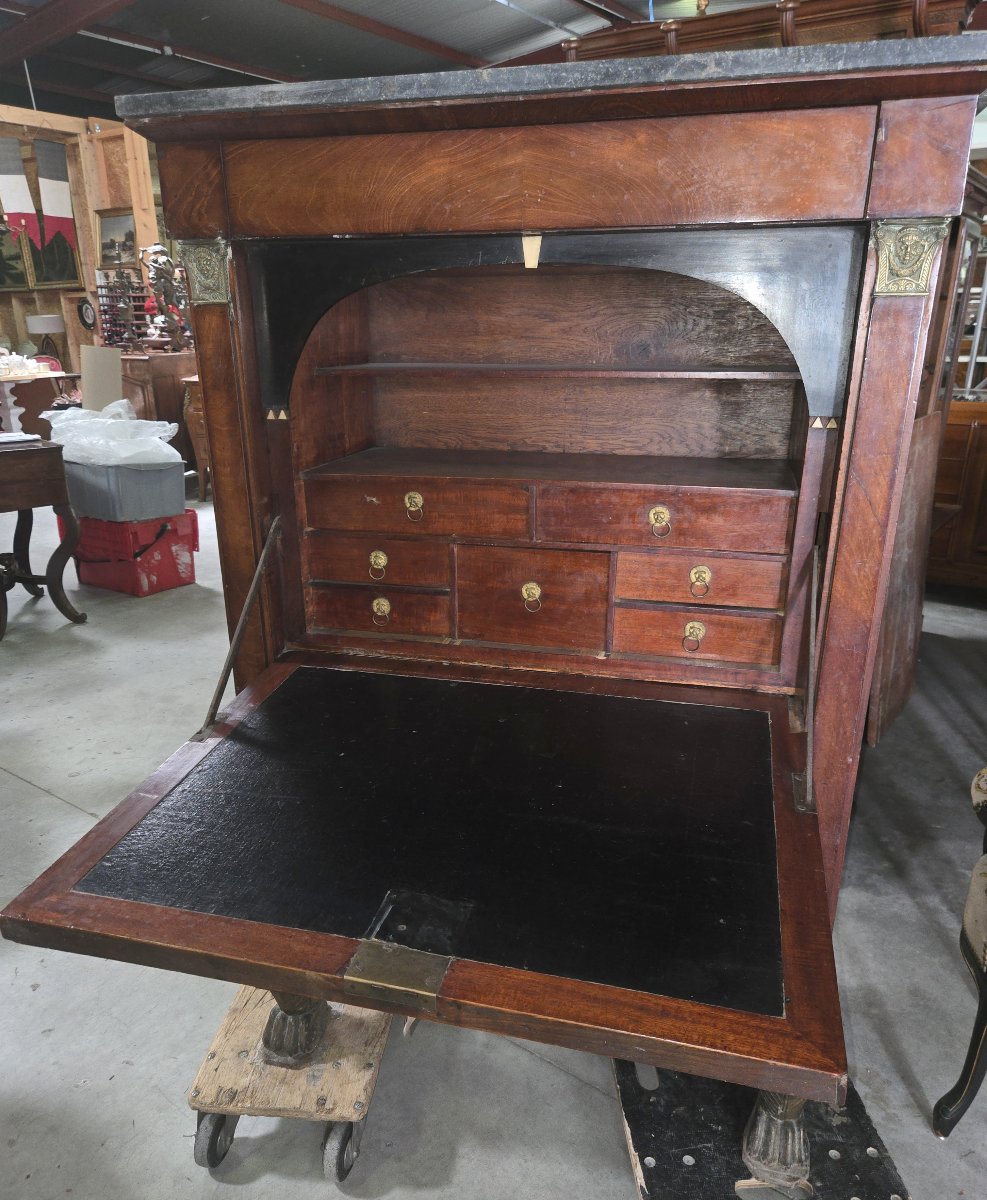 Empire Period Mahogany And Gilt Bronze Writing Desk-photo-7