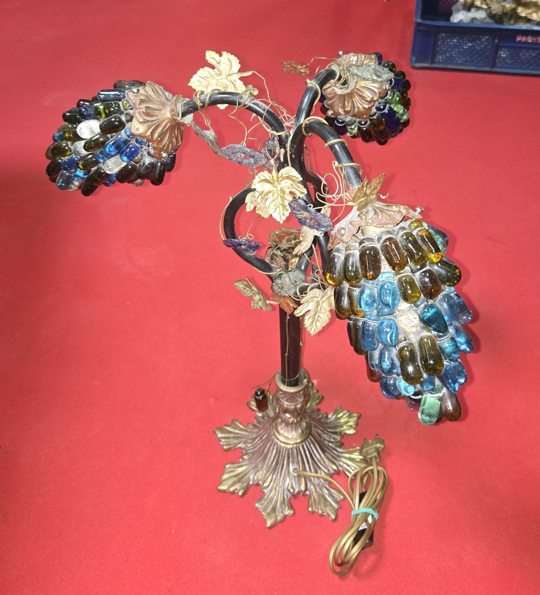 Lampe de table décorative en forme de grappes de raisin en verre coloré -photo-3