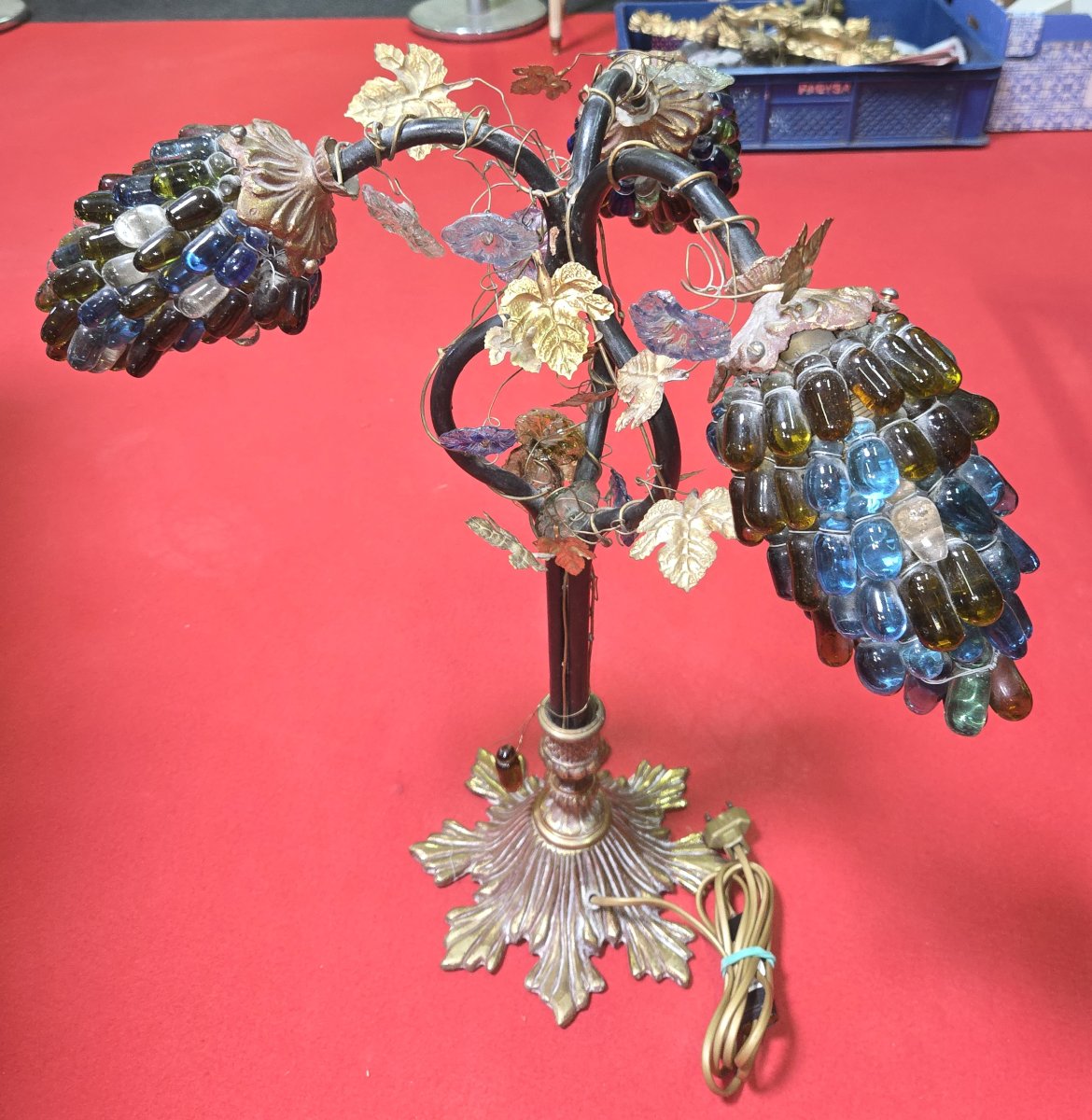 Lampe de table décorative en forme de grappes de raisin en verre coloré -photo-5