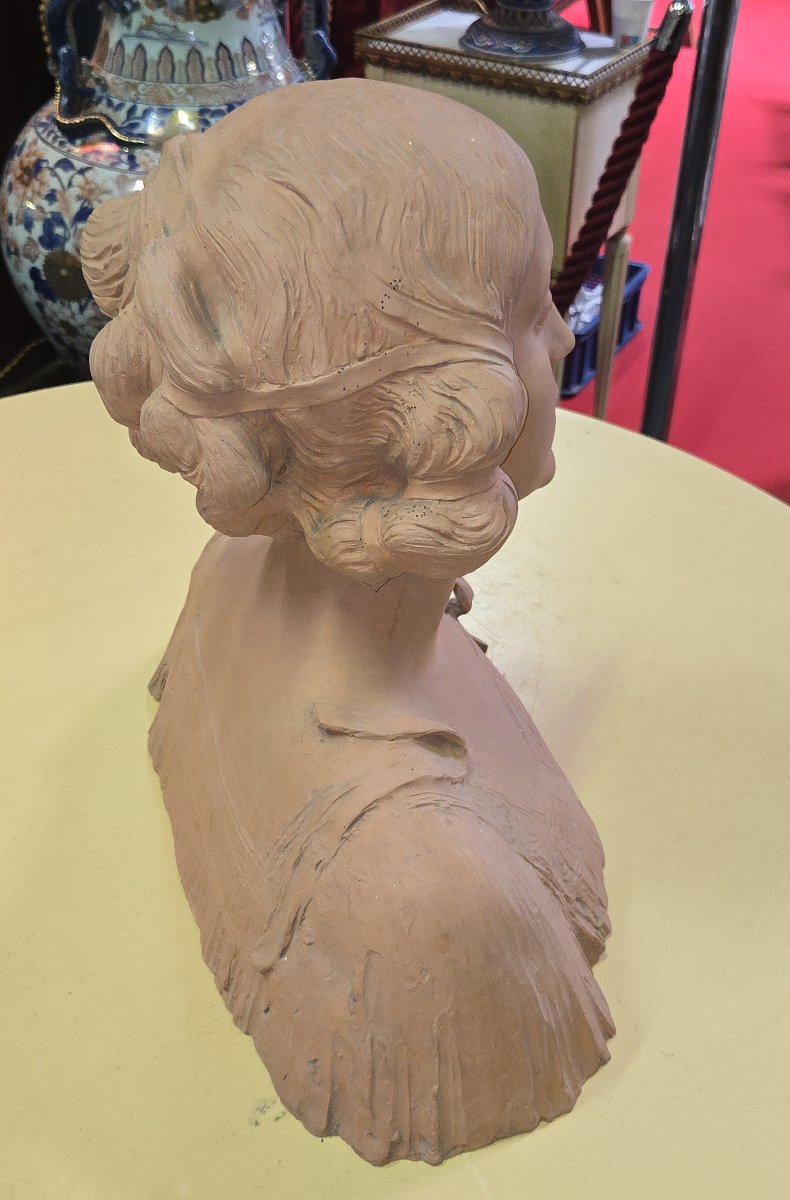 Female Terracotta Bust - Art Deco Period Circa 1930-photo-3