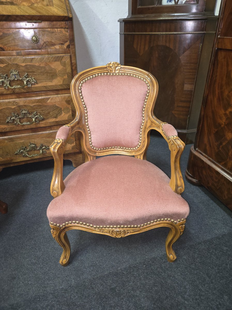 Fauteuil d’enfant de style Louis-Philippe en noyer -photo-2